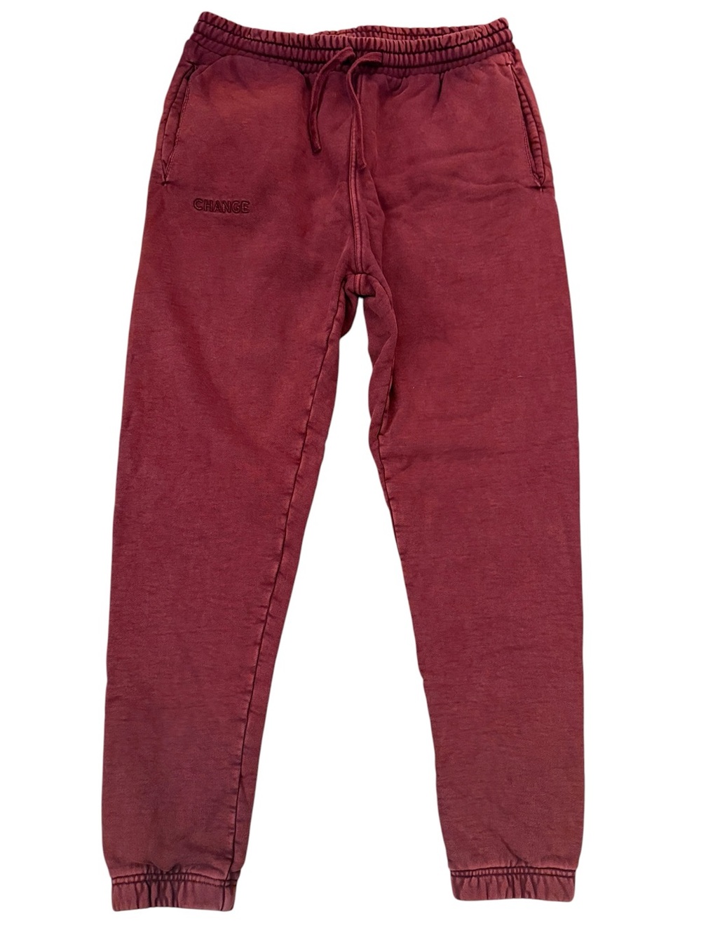 Heavyweight Cotton Sweatpants Medium Maroon Red Garment Dyed Joggers